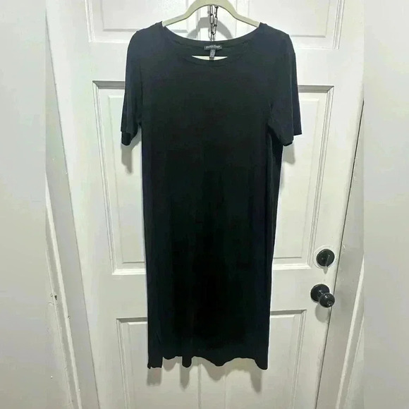 EILEEN FISHER Black Midi Dress Petite Large GUC - Picture 2 of 4